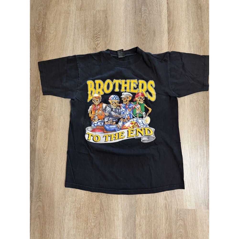 VTG Y2K Lightning Clothing Brothers To The End Graphic T Shirt Mens Medium